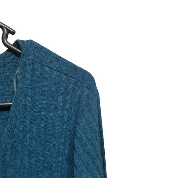 Zenobia Womens 2XL Cardigan Teal Blue Soft Ribbed Knit Side Slits Open Front - Picture 9 of 14